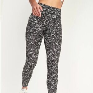 Old Navy Active‎ PowerSoft Leggings Black White Speckled Womens